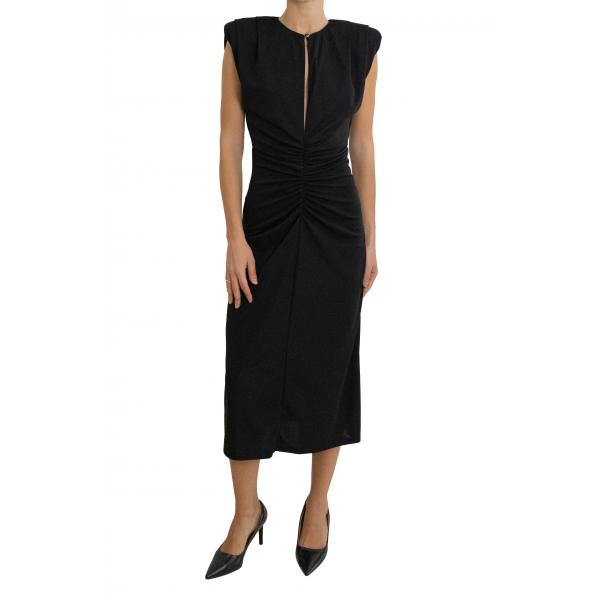Abito midi arricciato con scollo tondo e spalla strutturata Imperial